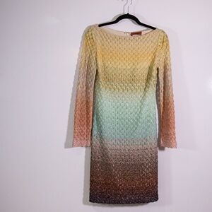 Missoni Metallic Sparkle Ombre Knit Stretch Pullover Mini Dress S6154-Multi 4